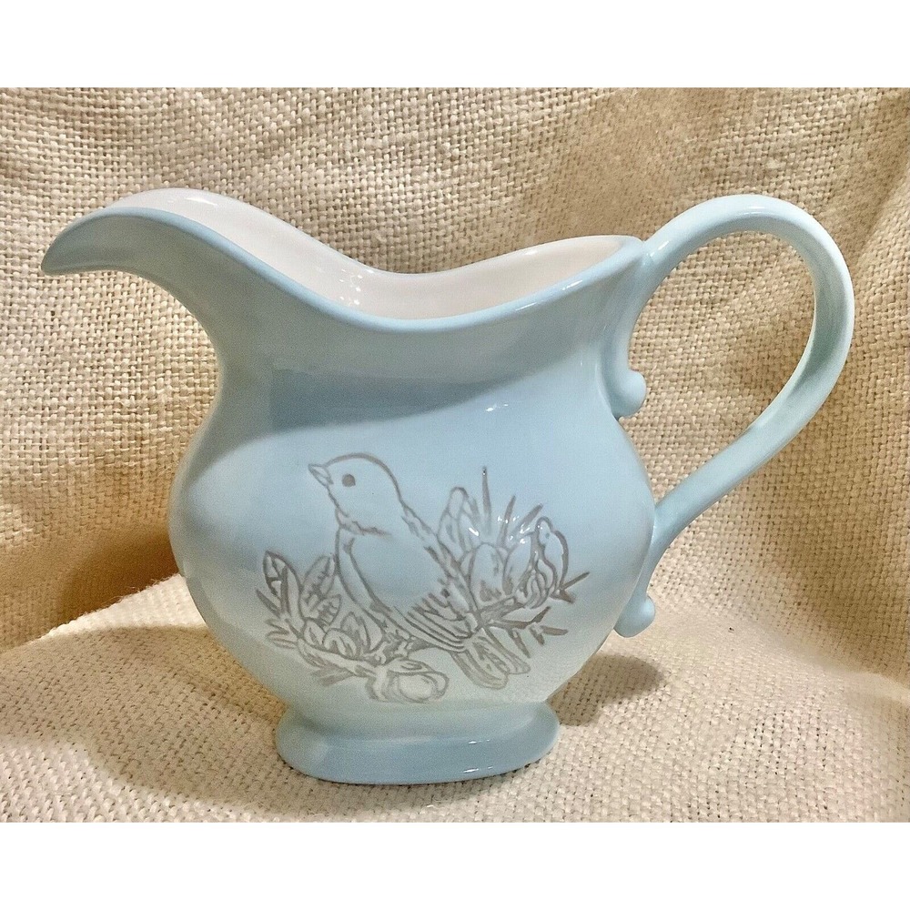GRASSLANDS ROAD pale blue small 4 inch bird creamer pitcher farmhouse boho